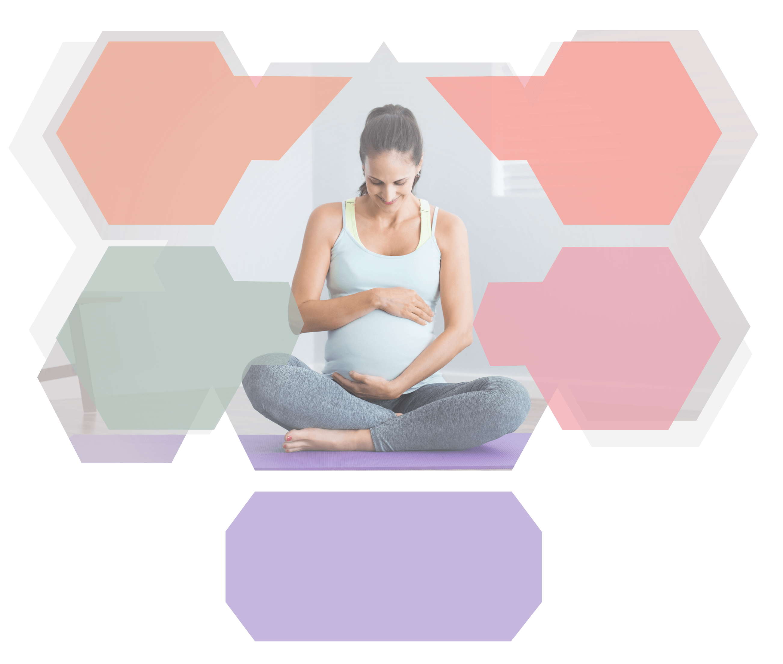 Tips para tener un embarazo saludable. Mujer embarazada abrazando su pancita en posición de flor de loto. Nestlé® Maternal Nutrition.