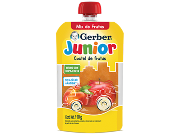 Gerber® Junior Cosecha Natural Coctel de Frutas Pouch 110g