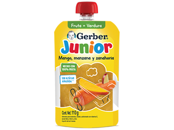 Gerber® Junior Mango Manzana y Zanahoria Pouch 110g