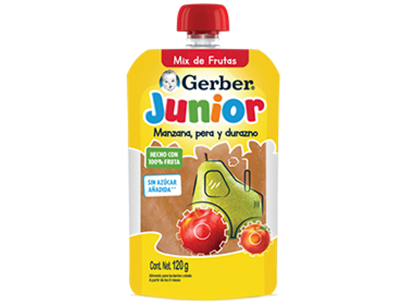 Gerber® Junior Manzana, Pera y Durazno Pouch 110 g