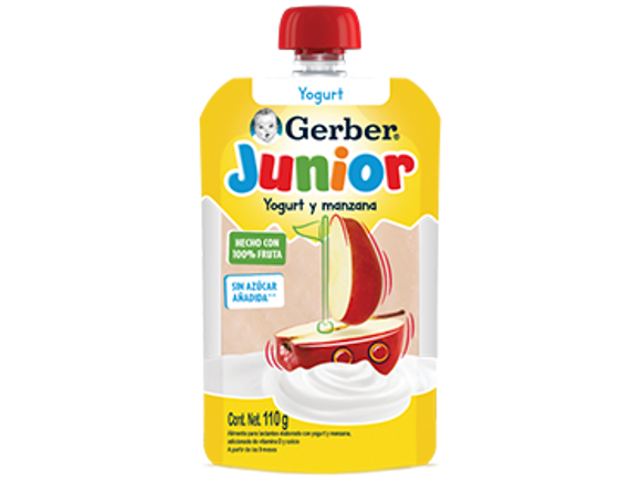 Gerber® Junior Yogurt con Manzana Pouch 110g