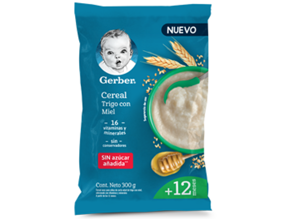 Gerber® Cereal infantil, Trigo con Miel, 12 meses
