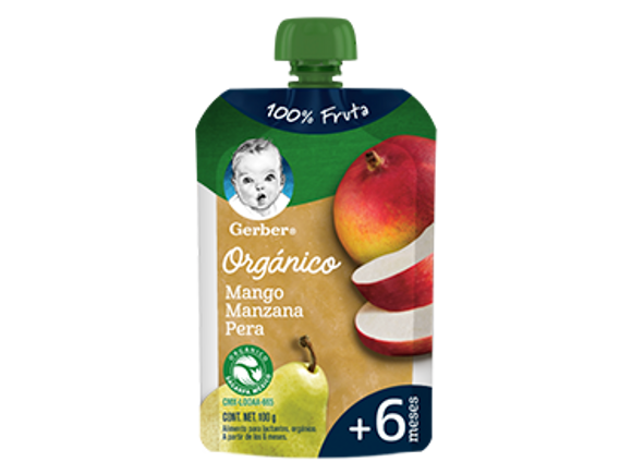 Gerber® Orgánico Mango Manzana Pera Pouch 100g