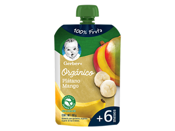 Gerber® Orgánico Plátano Mango Pouch 100g