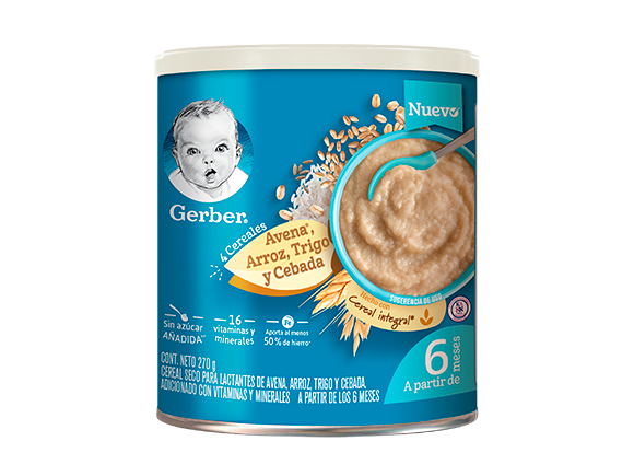 Gerber® Cereal infantil, 4 Cereales, 7 meses