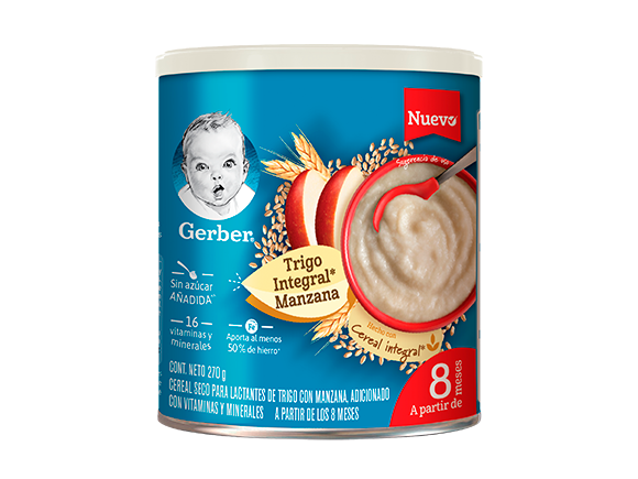 Gerber® Cereal infantil, Trigo con Manzana, 10 meses