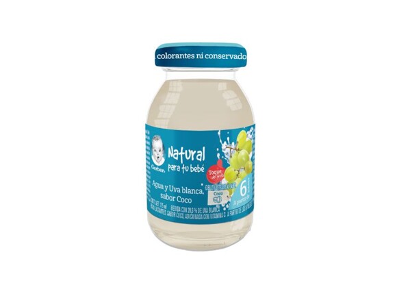 Gerber® Bebida Hidratante Toque de Fruta de Uva Blanca, sabor Coco Etapa 2 de 175ml