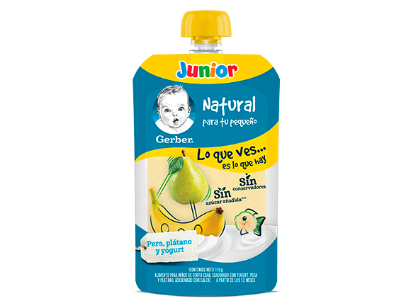 Gerber® Junior Pouch Yogurt Pera Plátano 110g