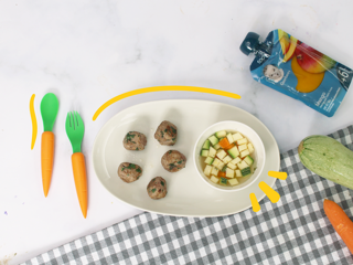 albóndigas de res y sopa de verduras para bebé pouch de jugo gerber