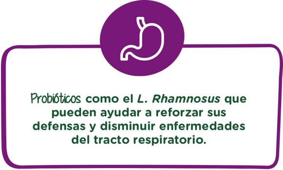 Probióticos como el L. Rhamnosus que pueden ayudar a reforzar sus defensas y disminuir enfermedades del tracto respiratorio